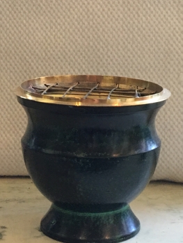 Preview: RÄUCHERSCHALE EMAILLE GROSS SMARAGD-GRÜN