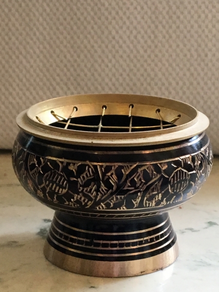 RÄUCHERSCHALE EDLES DESIGN MESSING SCHWARZ-GOLD